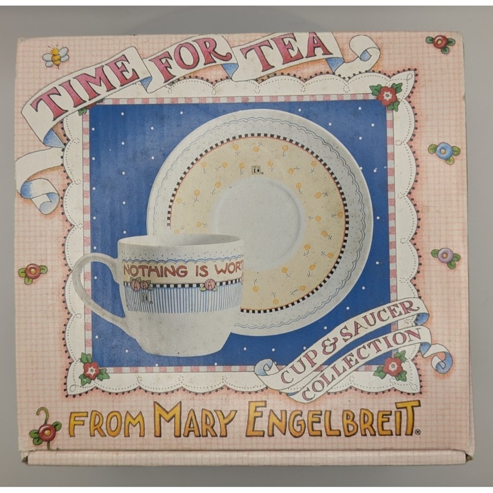 MARY ENGELBREIT Nothing Is Worth More Than This Day Tea Cup Saucer Set